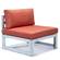 Chelsea Orange 7-Piece Patio Sectional & Fire Pit Table Weathered Grey Aluminum w/Cushions by Leisuremod