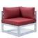 Chelsea Red 7-Piece Patio Sectional & Fire Pit Table Weathered Grey Aluminum w/Cushions by Leisuremod