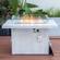 Chelsea Red 7-Piece Patio Sectional & Fire Pit Table Weathered Grey Aluminum w/Cushions by Leisuremod