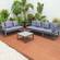 Chelsea Black Sectional w/Adjustable Headrest & Coffee Table with Cushions, Blue by LeisureMod