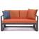 Chelsea Black Sectional w/Adjustable Headrest & Coffee Table with Two Tone Cushions, Orange by LeisureMod