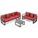Chelsea Black Sectional w/Adjustable Headrest & Coffee Table with Cushions, Red by LeisureMod