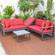 Chelsea Black Sectional w/Adjustable Headrest & Coffee Table with Cushions, Red by LeisureMod