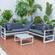 Chelsea White Sectional w/Adjustable Headrest & Coffee Table with Cushions, Black by LeisureMod