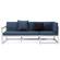 Chelsea White Sectional w/Adjustable Headrest & Coffee Table with Two Tone Cushions, Blue by LeisureMod