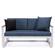 Chelsea White Sectional w/Adjustable Headrest & Coffee Table with Two Tone Cushions, Blue by LeisureMod