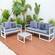 Chelsea White Sectional w/Adjustable Headrest & Coffee Table with Two Tone Cushions, Blue by LeisureMod