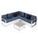 Chelsea White Sectional w/Adjustable Headrest & Coffee Table with Two Tone Cushions, Blue by LeisureMod