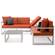 Chelsea White Sectional w/Adjustable Headrest & Coffee Table with Two Tone Cushions, Orange by LeisureMod