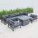 Chelsea 6-Piece Patio Ottoman Sectional Black Aluminum With Cushions Black by LeisureMod