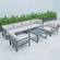 Chelsea 7-Piece Patio Sectional And Coffee Table, Set Black Aluminum With Cushions Beige by LeisureMod