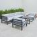Chelsea 7-Piece Patio Sectional And Coffee Table, Set Black Aluminum With Cushions Light Grey by LeisureMod