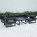 Chelsea 7-Piece Patio Sectional And Coffee Table Set Black Aluminum With Cushions, Black by LeisureMod