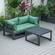 Chelsea Green 3-Piece Sectional Loveseat & Coffee Table Set Black Aluminum w/Cushions by LeisureMod