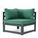 Chelsea Green 3-Piece Sectional Loveseat & Coffee Table Set Black Aluminum w/Cushions by LeisureMod