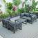 Chelsea 5-Piece Sectional Loveseat & Coffee Table Set Black Aluminum w/Cushions - Black by LeisureMod