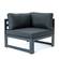 Chelsea 7-Piece Patio Ottoman Sectional And Coffee Table, Set Black Aluminum With Cushions Black by LeisureMod