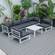 Chelsea Black 7-Piece Patio Sectional & Coffee Table Set White Aluminum w/Cushions by Leisuremod