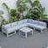 Chelsea Light Grey 7-Piece Patio Sectional & Coffee Table Set Weathered Grey Aluminum w/Cushions by Leisuremod