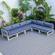 Chelsea Blue 6-Piece Patio Sectional Weathered Grey Aluminum w/Cushions by Leisuremod