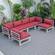 Chelsea Red 6-Piece Patio Sectional Weathered Grey Aluminum w/Cushions by Leisuremod