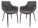 Markley Modern Charcoal Black Leather Dining Arm Chair w/Metal Legs, Set of 2 by LeisureMod