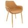 Markley Light Brown Modern Leather Dining Armchair w/Gold Metal Legs by Leisuremod