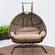 Wicker Hanging Egg Swing Chair - Split Construction - Double Seater - Beige w/Brown Seat by LeisureMod