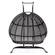 Wicker Hanging Egg Swing Chair - Split Construction - Double Seater - Charcoal w/Blue Seat by LeisureMod