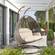 Wicker Hanging 2 Person Egg Swing Chair With Outdoor Cover Beige by LeisureMod