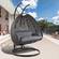 Wicker Hanging 2 Person Egg Swing Chair With Outdoor Cover Charcoal Blue by LeisureMod