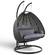 Wicker Hanging Egg Swing Chair - Double Seater - Charcoal w/Charcoal Blue Seat by LeisureMod
