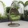 Beige Wicker Hanging Egg Swing Chair - Dark Green by LeisureMod
