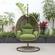 Beige Wicker Hanging Egg Swing Chair - Dark Green by LeisureMod