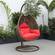 Beige Wicker Hanging Egg Swing Chair - Red by LeisureMod