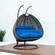 Wicker Hanging Egg Swing Chair - Double Seater - Beige w/Blue Seat by LeisureMod