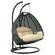 Charcoal Wicker Hanging 2 Person Egg Swing Chair-Beige by LeisureMod