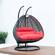 Wicker Hanging Egg Swing Chair - Double Seater - Charcoal w/Red Seat by LeisureMod