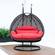 Wicker Hanging Egg Swing Chair - Double Seater - Charcoal w/Red Seat by LeisureMod