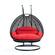 Wicker Hanging Egg Swing Chair - Double Seater - Charcoal w/Red Seat by LeisureMod