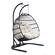 Wicker Hanging Egg Swing Chair - Folding Construction - Double Seater - Black w/Beige by LeisureMod