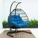 Wicker Hanging Egg Swing Chair - Folding Construction - Double Seater - Black w/Blue Seat by LeisureMod
