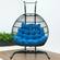 Wicker Hanging Egg Swing Chair - Folding Construction - Double Seater - Black w/Blue Seat by LeisureMod