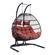 Wicker Hanging Egg Swing Chair - Folding Construction - Double Seater - Black w/Cherry by LeisureMod