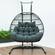 Wicker Hanging Egg Swing Chair - Folding Construction - Double Seater - Black w/Charcoal Seat by LeisureMod