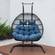 Wicker Hanging Egg Swing Chair - Folding Construction - Double Seater - Black w/Navy Blue by LeisureMod