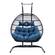 Wicker Hanging Egg Swing Chair - Folding Construction - Double Seater - Black w/Navy Blue by LeisureMod