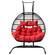 Wicker Hanging Egg Swing Chair - Folding Construction - Double Seater - Black w/Red Seat by LeisureMod