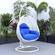 White Wicker Hanging Egg Swing Chair - Blue by LeisureMod