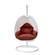 White Wicker Hanging Egg Swing Chair - Cherry by LeisureMod